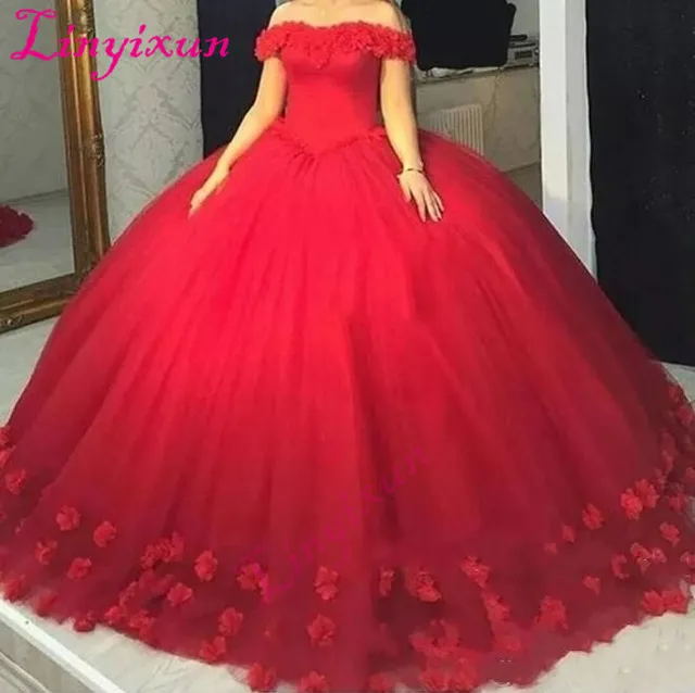 Red Tulle with Lace Dresses