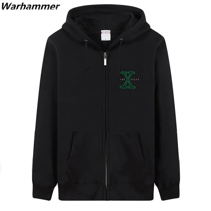 

Men Hoodie The X-Files Fleece Cotton Letter Printed Zipper Autumn Winter Womens Pullover Hoodie Big Size Loose Style Black Hoody