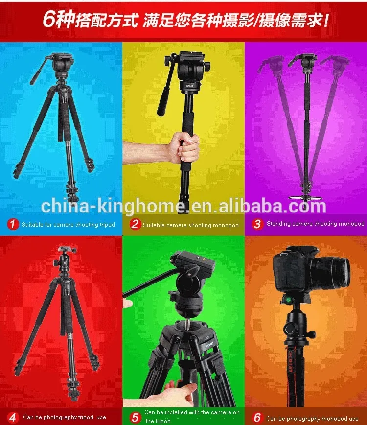 

Diat Aluminum Alloy Tripod Video Monopod with Fluid Pan Head + 3 Feet Support Unipod Holder for Canon Sony Nikon DSLR