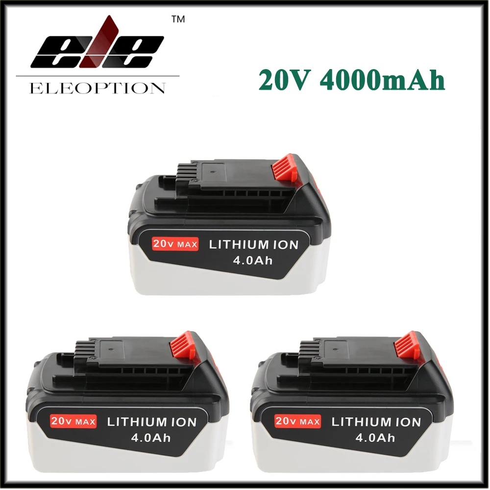 

3x Eleoption 20V 4000mAh Li-ion Rechargeable Power Tool Replacement Battery for BLACK & DECKER LB20 LBX20 LBXR20 LB2X4020-OPE