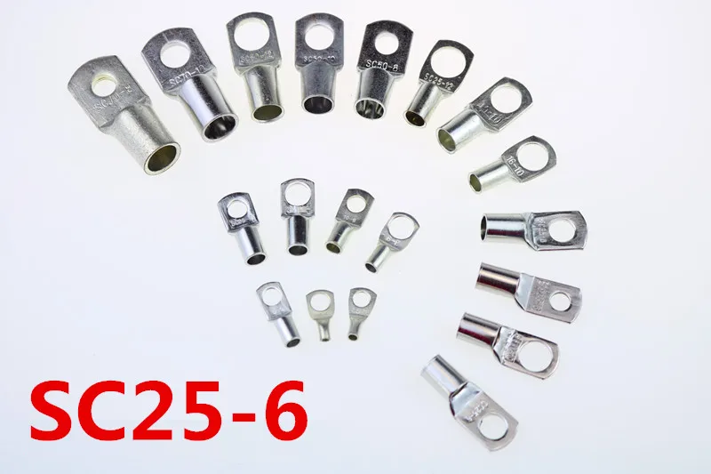 20PCS SC 25-6 Bolt Hole Tinned Copper Cable lugs Battery Terminals 25mm wire 