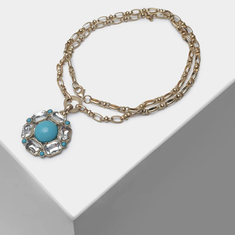 

Amorita boutique Blue flower pendant necklace fashionable necklace