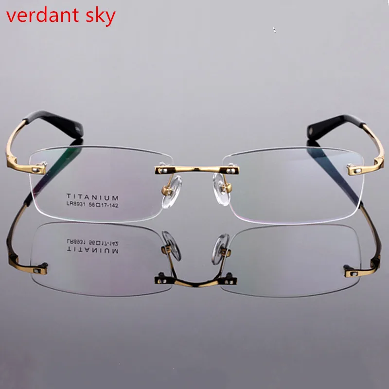 Без оправы, высококачественные роскошные титановые деловые очки без оправы, широкие очки для большого лица, мужские Оптические очки для близорукости, для чтения, Armacao de oculos