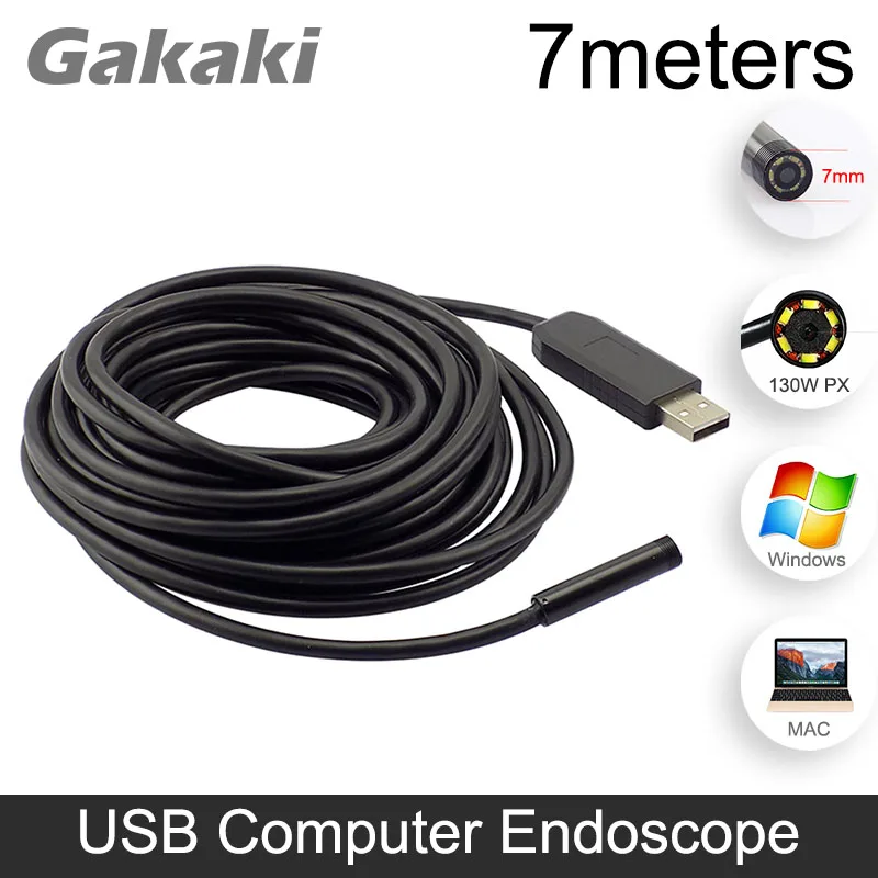 

Gakaki 7mm Lens USB Snake Endoscope Camera 7M 6LED Waterproof Snake Inspection Portable Endoscopio Endoscoop Camera car-detector