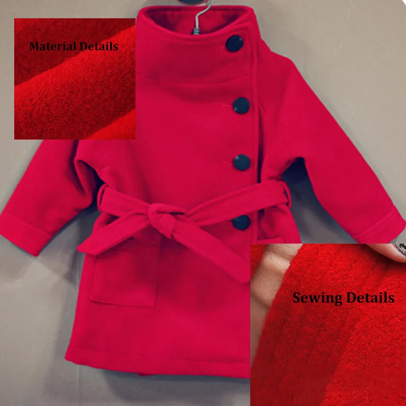 Новая коллекция модное длинное шерстяное пальто-тренч для девочек верхняя одежда и пальто детское шерстяное пальто ретро-пальто для девочек от 4 до 11 лет зимние куртки и пальто