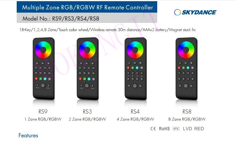1 зон 2,4G RGB/пульт дистанционного управления RGBW RS9