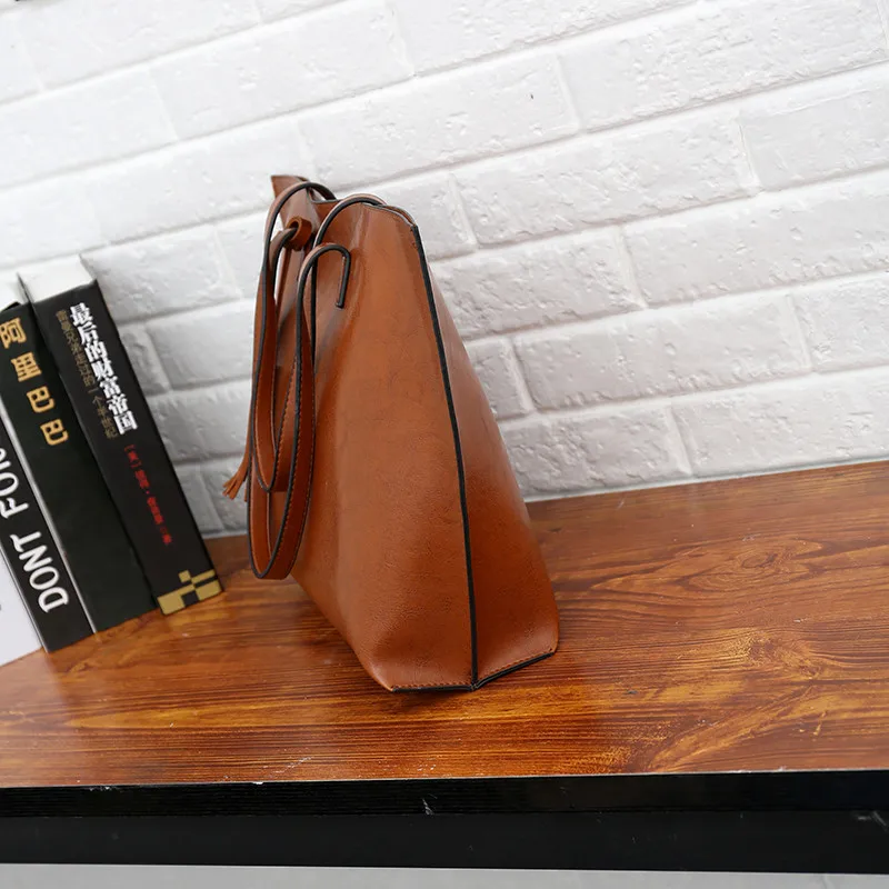 Новые простые винтажные масляные воск женские кожаные сумки короткие assel сумки на плечо большой емкости роскошные сумки tote дизайн
