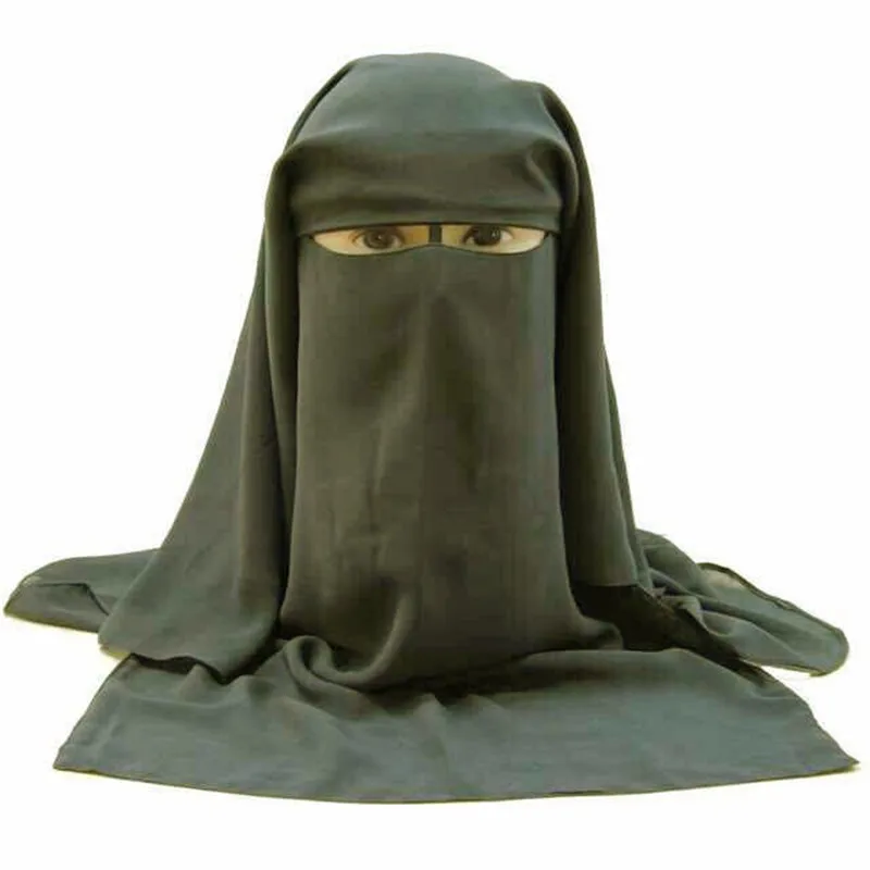 Мусульманская Черная вуаль для лица 3 слоя Женский хиджаб Бурка Niqab Арабский исламский платок обертывание абайя тюрбан головной убор с капюшоном мгновенный