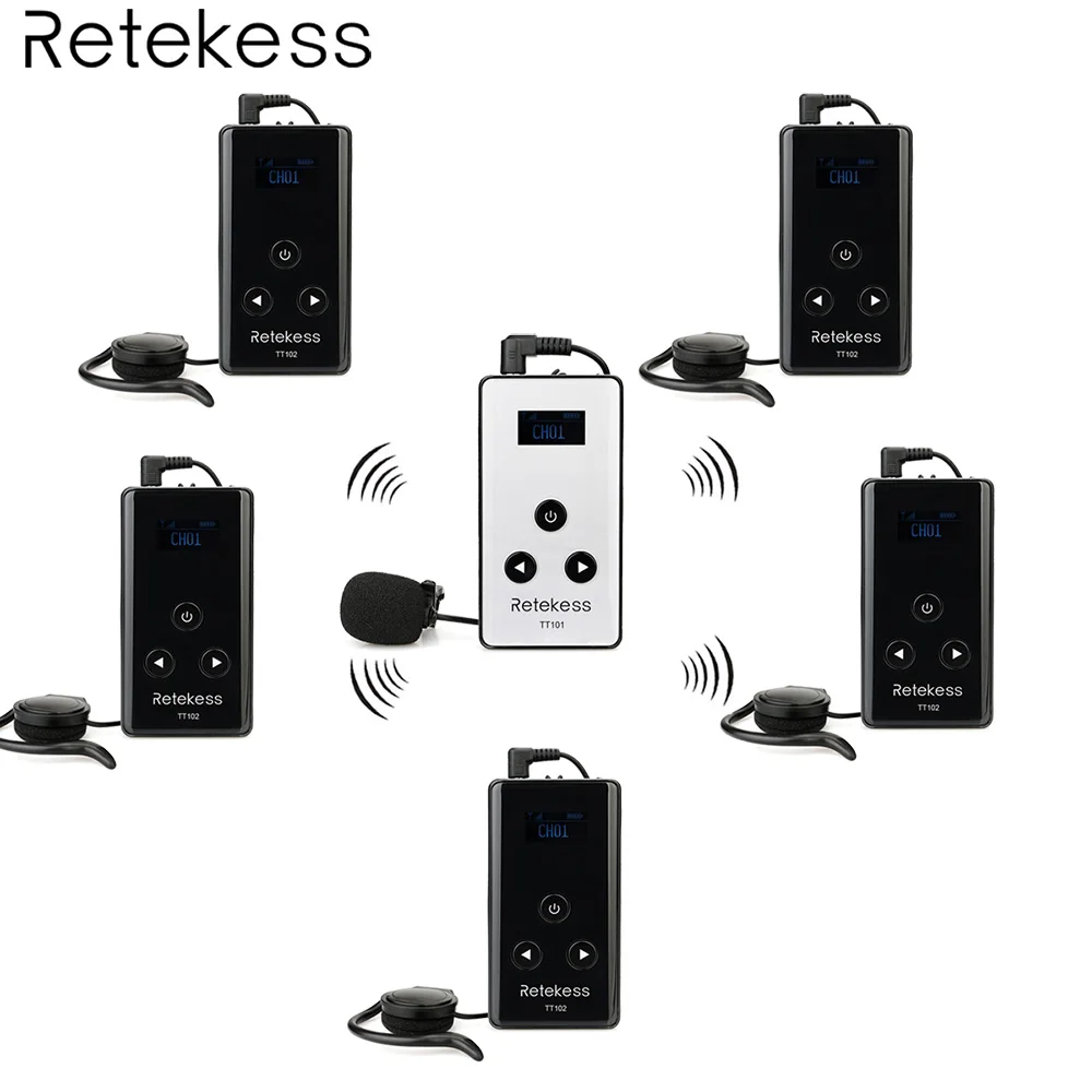 

Wireless Tour Guide System 99 Channel 1 Transmitter + 5 Receiver TT102 for Simultaneous Interpretation System Meeting Teaching