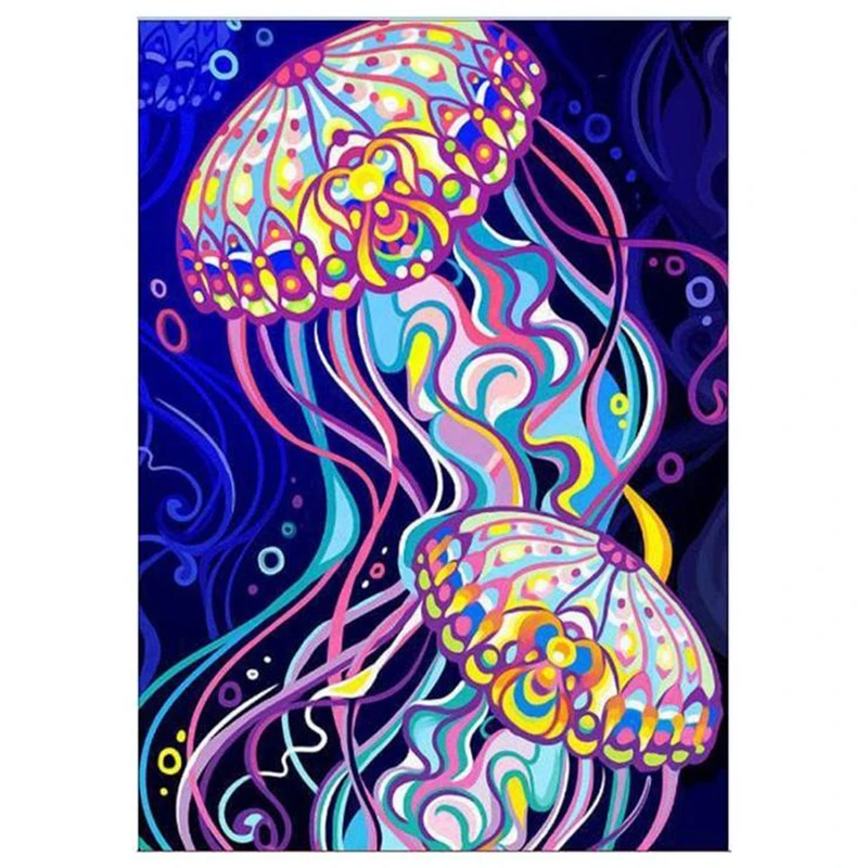 

DIY 5D Diamond Painting Full Drill Animals Graffiti Jellyfish Cross Stitch Diamond Embroidery Patterns Home decoration Painting