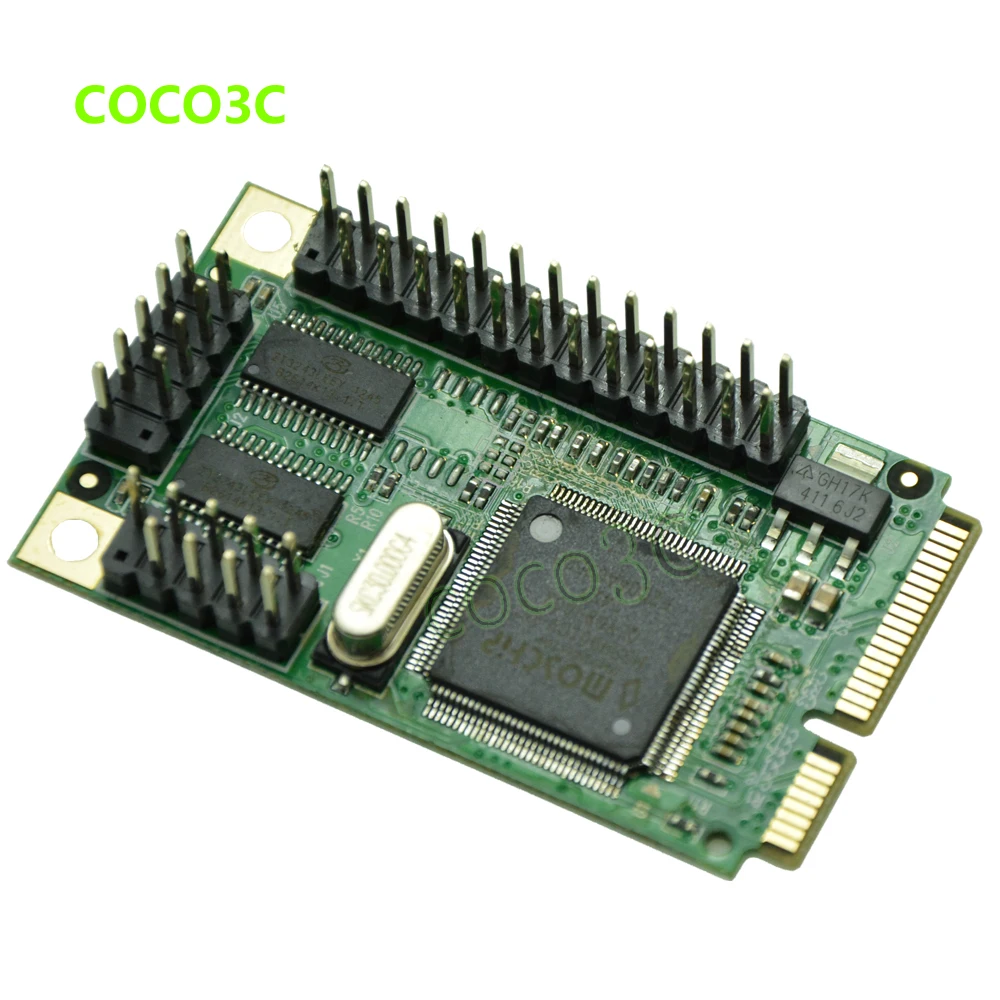 Мини PCI-Express 2 RS-232 адаптер портов для материнская плата Mini ITX мини PCIe 2 серийный DB9 порты, контроллер карты