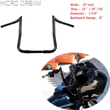 12 ''14'' 16 ''Rise обезьяна Баггер бар Летучая мышь обтекатель Ape руль для Harley Softail Touring Road Glide комоды Baggers