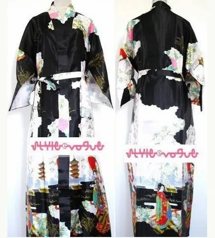 Бесплатная доставка темно синий китайский женский шелковый халат кимоно банное