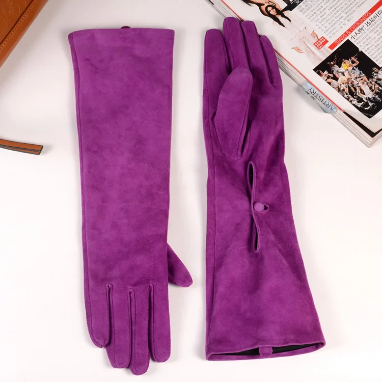 Женские Вечерние перчатки из натуральной замши и овечьей кожи на одной пуговице, Вечерние перчатки Opera/длинные перчатки