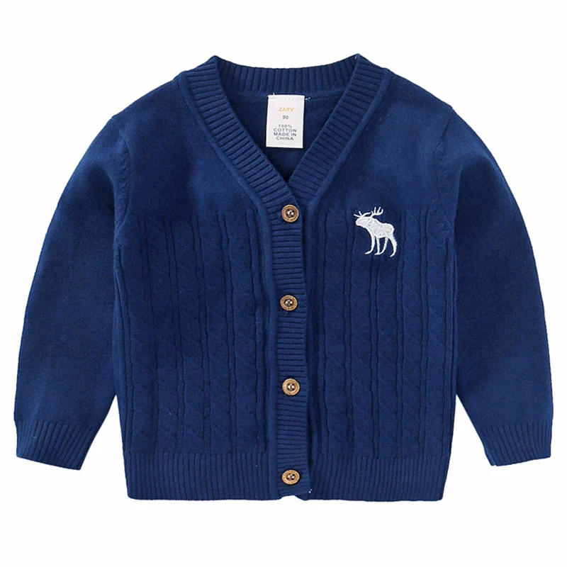 BEKE MATA/Детские свитера зима, вязаный кардиган для малышей, простой однобортный Детский свитер для девочек, хлопковая одежда для маленьких мальчиков - Цвет: Синий
