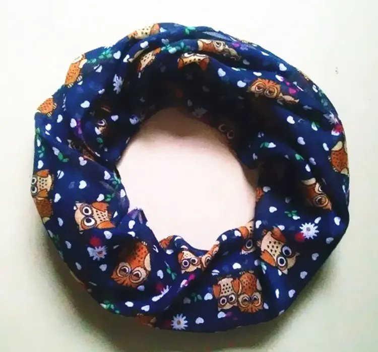 10pcs/lot 6 Colors New Girl and Boy Children small owl Print Scarf Circle Loop Kids Infinity Scarves Baby Accessories