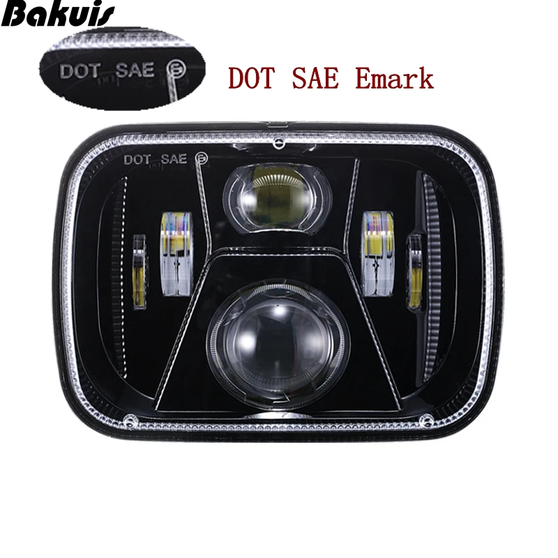 

DOT SAE Emark External Testing Certification 55W 5x7 Inch LED Square Headlight for Jeep Cherokee XJ Offroad Lighting Headlamp