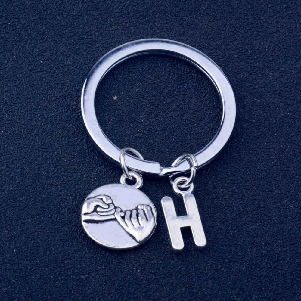 

Motivation H Initial Letter Jewelry Pinky Swear Promise Keyring Lovers Couple Memorial Gift Fashion Keychain Friends Kids Keyfob