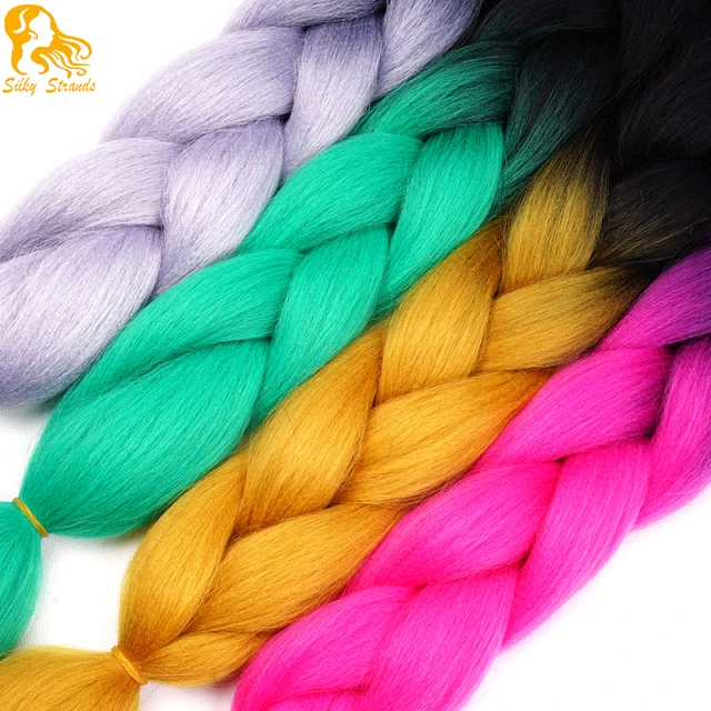 Ombre Braiding Hair Kanekalon Lots Blue Braiding Hair Extensions 24