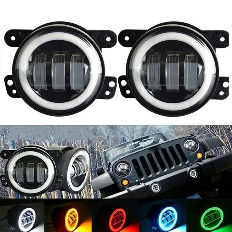4 дюйма 60 Вт Cree светодиодные фары Противотуманные W/Красный Halo Кольцо DRL для Jeep
