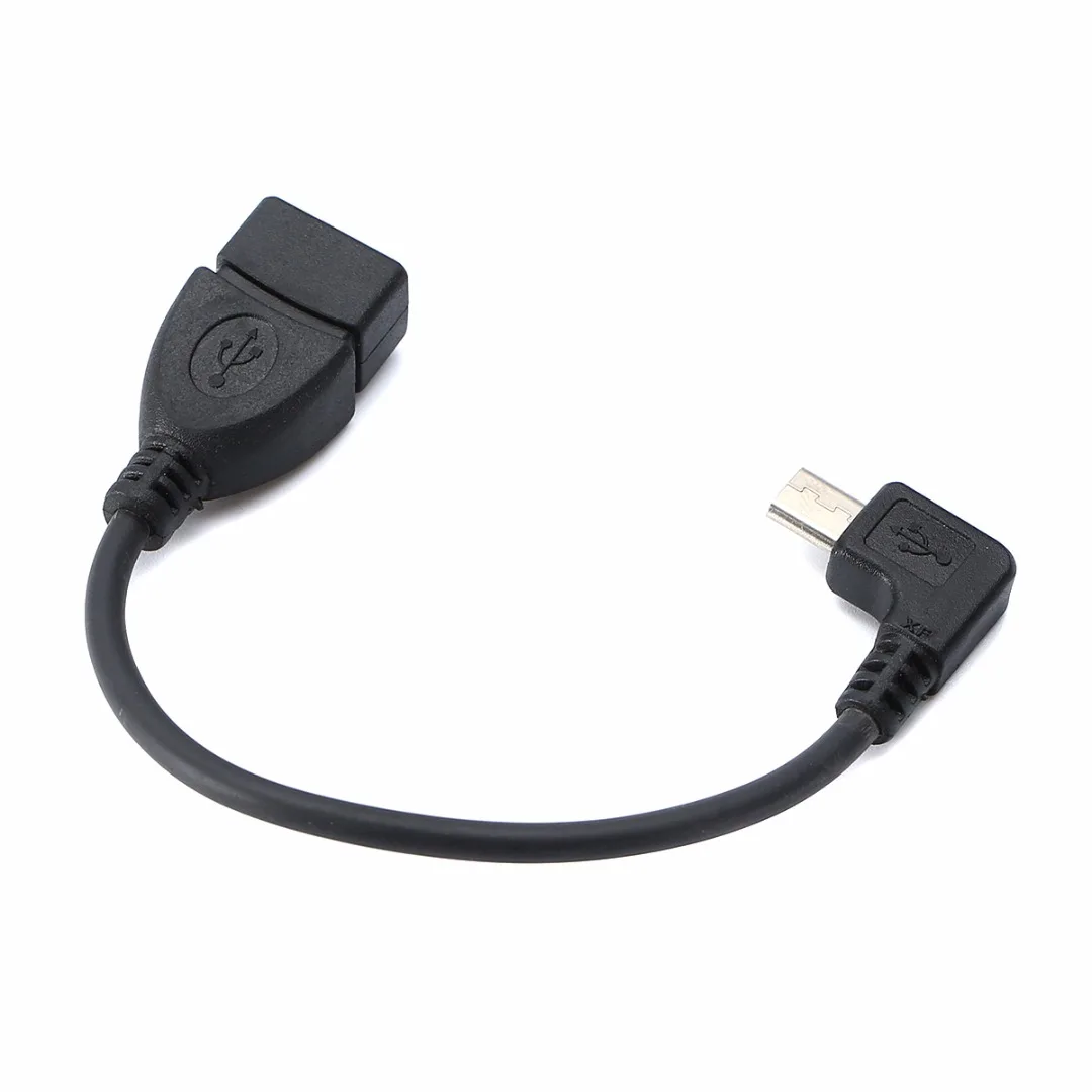 13cm Right Angle USB A Female to Micro B Male Converter OTG Adapter Cable Black for Samsung LG Xiaomi Android Phone