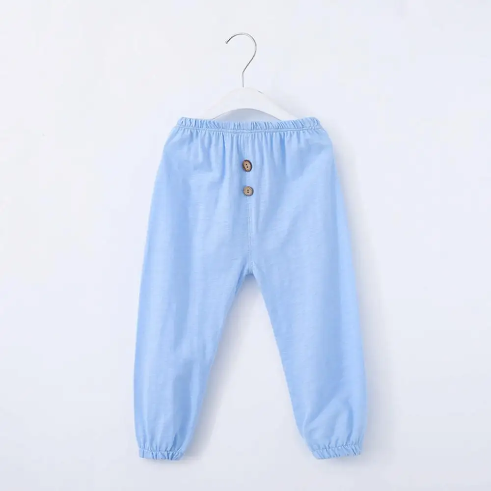 Летние хлопковые однотонные штаны-шаровары Новые модные повседневные длинные штаны для маленьких мальчиков и девочек