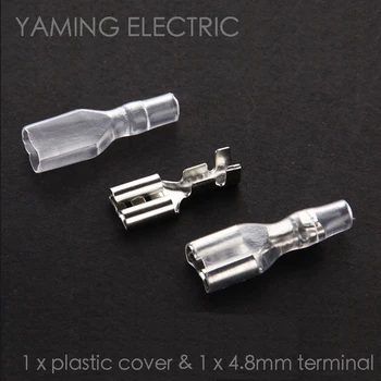 

50set/bag 4.8mm Crimp Terminal Splice Female Spade Connector Splice With Case cold terminal with transparent sheath