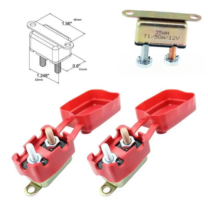 2 шт. 50A AMP 12 В автоматические выключатели Авто автоматический предохранитель с крышкой Авто Сброс Двойной аккумулятор предохранитель для автомобиля лодки караван