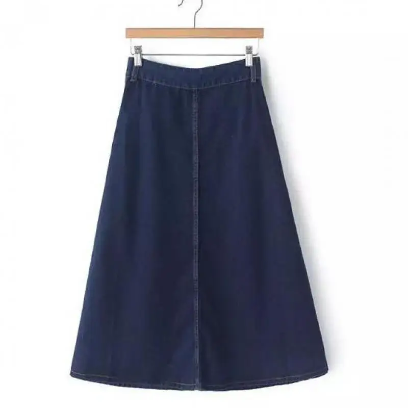 Женские осенние джинсовые юбки с высокой талией однорядные мульти Кнопка маятник Женская Ковбойская юбка