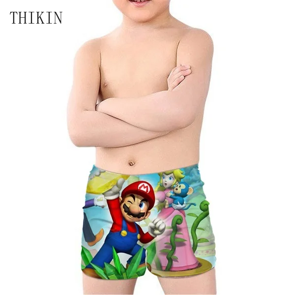THIKIN/брендовые Летние плавки для детей, для мальчиков, игры с принтом Супер Марио, детские купальные костюмы, спортивные купальные шорты