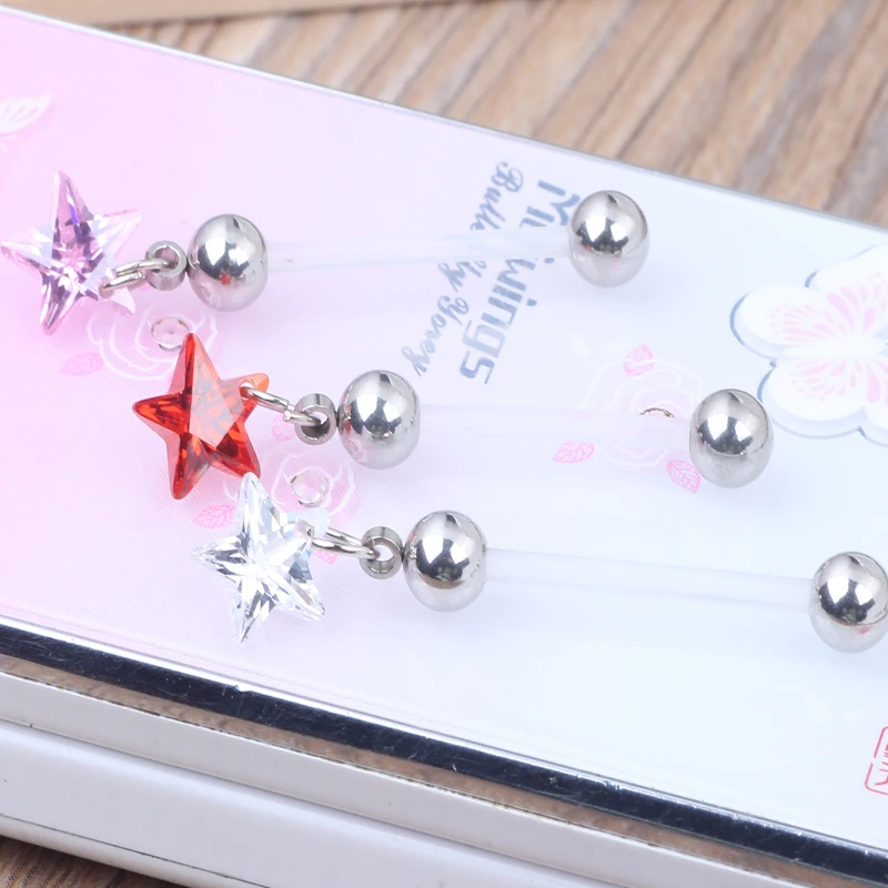 60pcs/lot 19mm Star Pregnancy Belly Button Rings Body Piercing Jewellery Pregnant Belly Rings