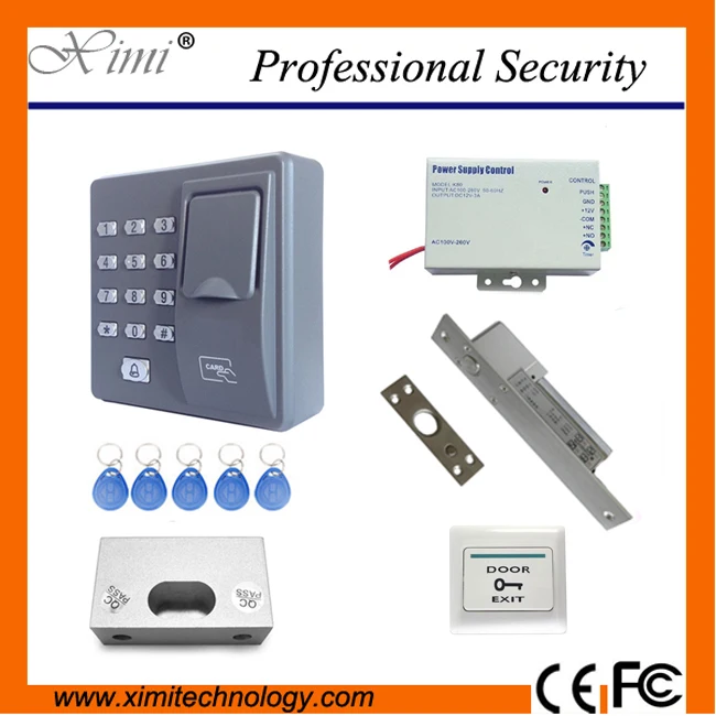 

Access control kit contain standalone fingerprint access control X6 + power supply+electric lock+exit button + bracket