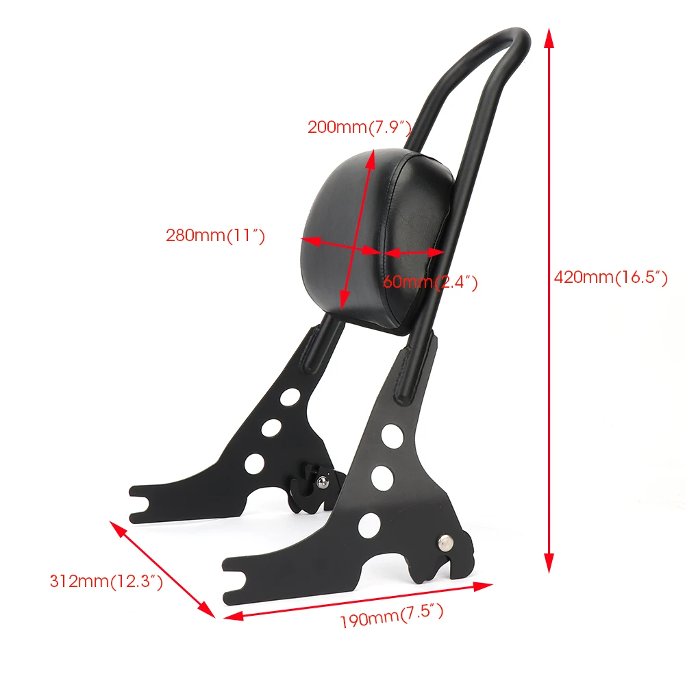 

Respaldo Motocycle Seat Backrest Sissy Bar For SPORTSTER 1200 883R CUSTOM SPORT XL1200S XL883C XL1200R XLH883 1996-2019