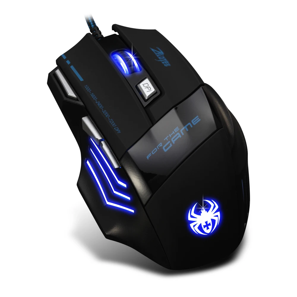 ZELOTES T-80 игровая мышь 7200 dpi подсветка многоцветный светодиодный 7 кнопок оптическая мышь геймер Проводная игровая мышь USB для Pro Gamer
