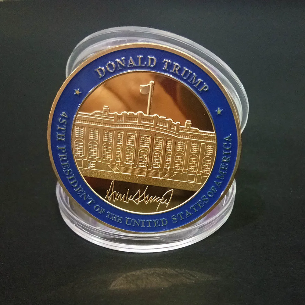 New Silver Plated Gold Plated Two-color Trump Commemorative Coin Gold and Silver Two-color US Trump Collection Gold