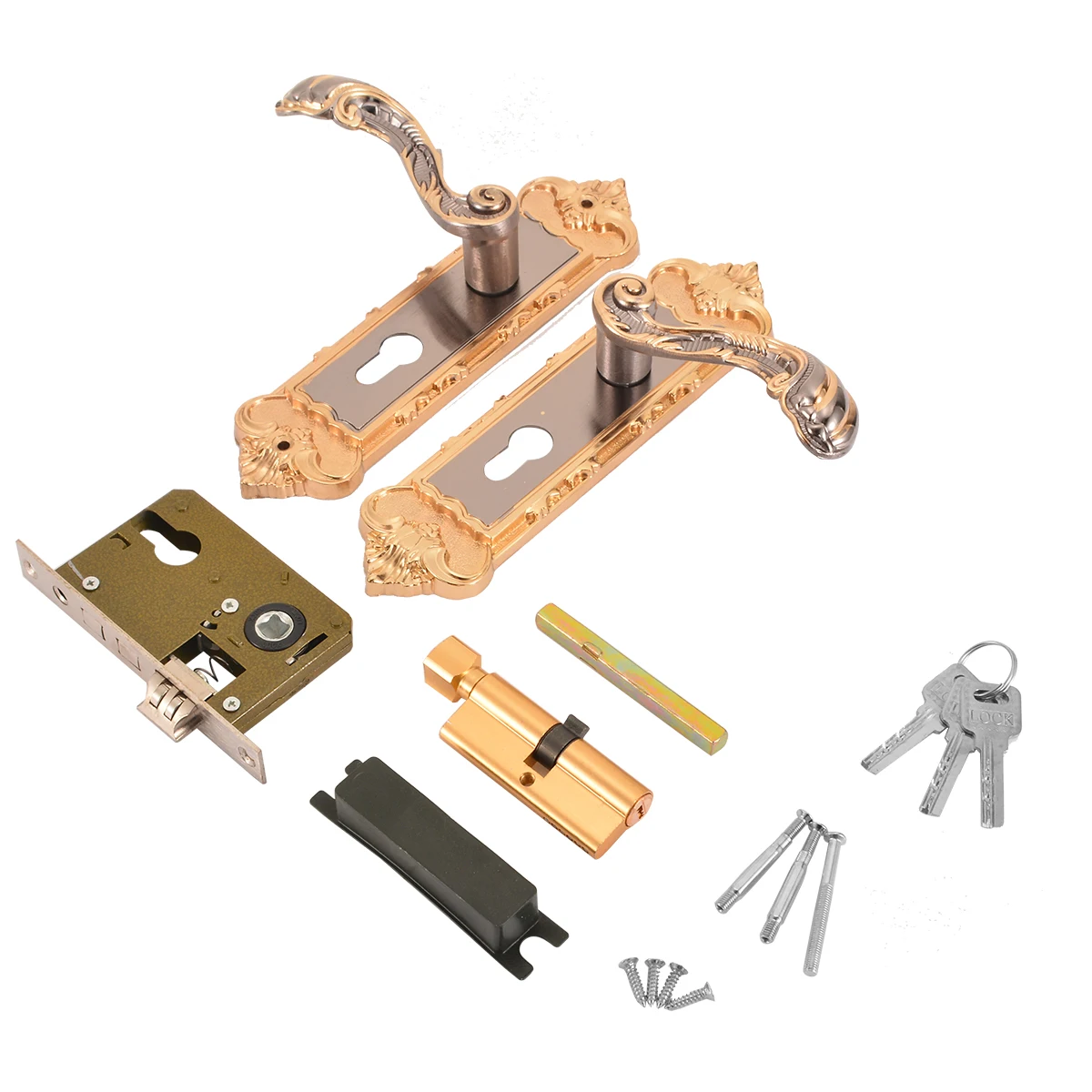 2pcs Mayitr Vintage Door Lock Retro Bedroom Door Handle Locks Interior Anti-theft Room Door Handles Locks