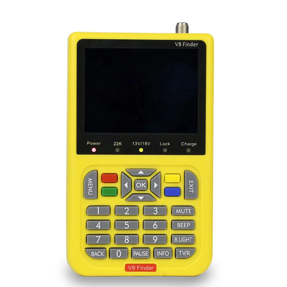 Satxtrem V8 Sat Finder Digital HD 1080P DVB S2 H.264 3.5" LCD Built-in Battery Uydu Sinyal Bulucu Satelite Finder Receptor - Цвет: Yellow