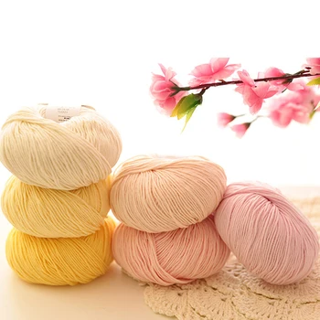 

5 Pieces 250g/lot Organic Cotton Knitting Yarn for Knitting Soft Worsted Cashmere Wool Yarn 24 Colors Knitted by 2.~4mm crochet