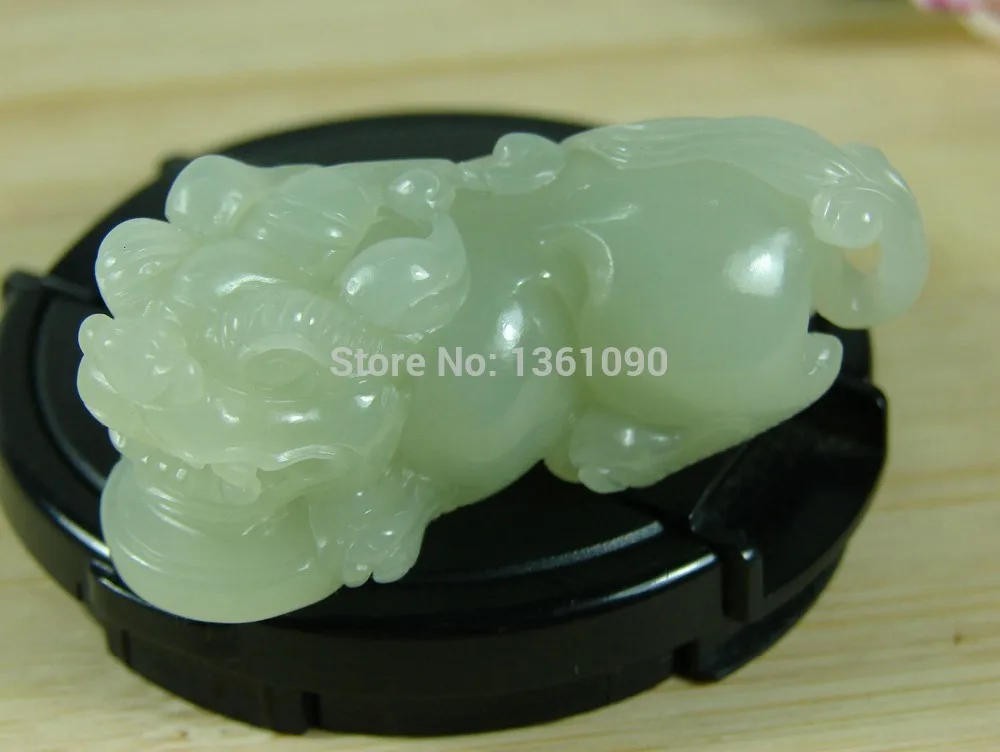 

003448 White Natural Chinese Hetian Nephrite Jade Pendant Pixiu Certified