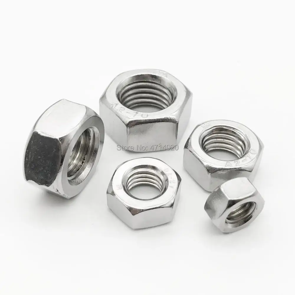 1/50/100pcs A2 304 Stainless Steel Hex Hexagon Nut for M1 M1.2 M1.4 M1.6 M2 M2.5 M3 M4 M5 M6 M8 M10 M12 M16 M20 M24 Screw Bolt