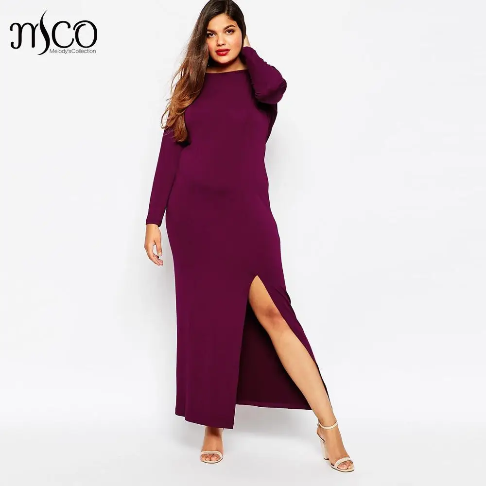 bodycon dress long sleeve maxi up for women Bodycon dress long sleeve maxi up for women red