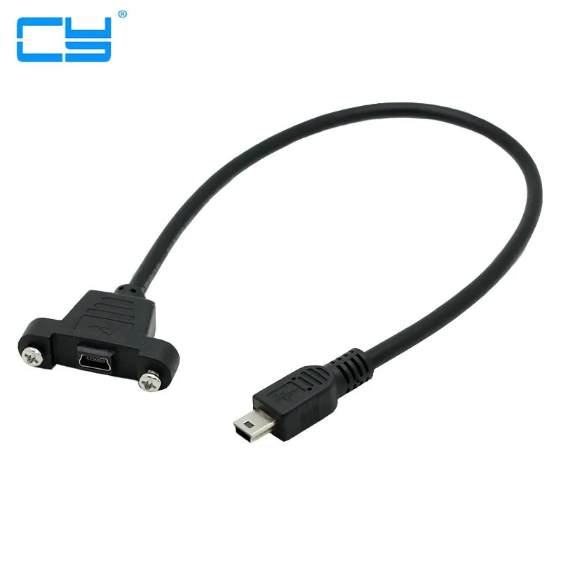 Bloqueio parafuso Панель крепление Mini USB 2.0 5 P masculino Tipo Para femea M/F extensao синхронизации данных Кабо де Carga де Энергия 30 см