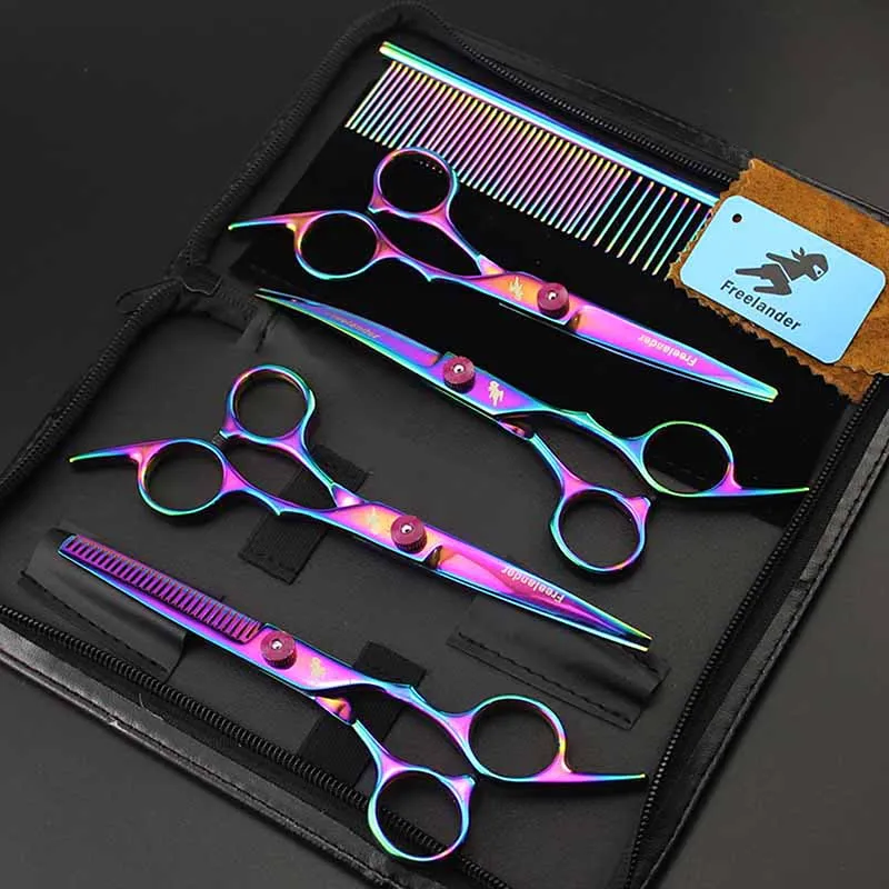 Goede 6 inch Professionele Haar Snijden Schaar Kappers Grooming Schaar Snijden Dunner Gebogen Schaar Kit Kapper Salon Gereedschappen