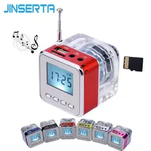 JINSERTA кристалл освещение мини цифровой радио Музыкальный динамик Micro SD/TF USB диск MP3 FM радио ЖК-дисплей динамик часы радио