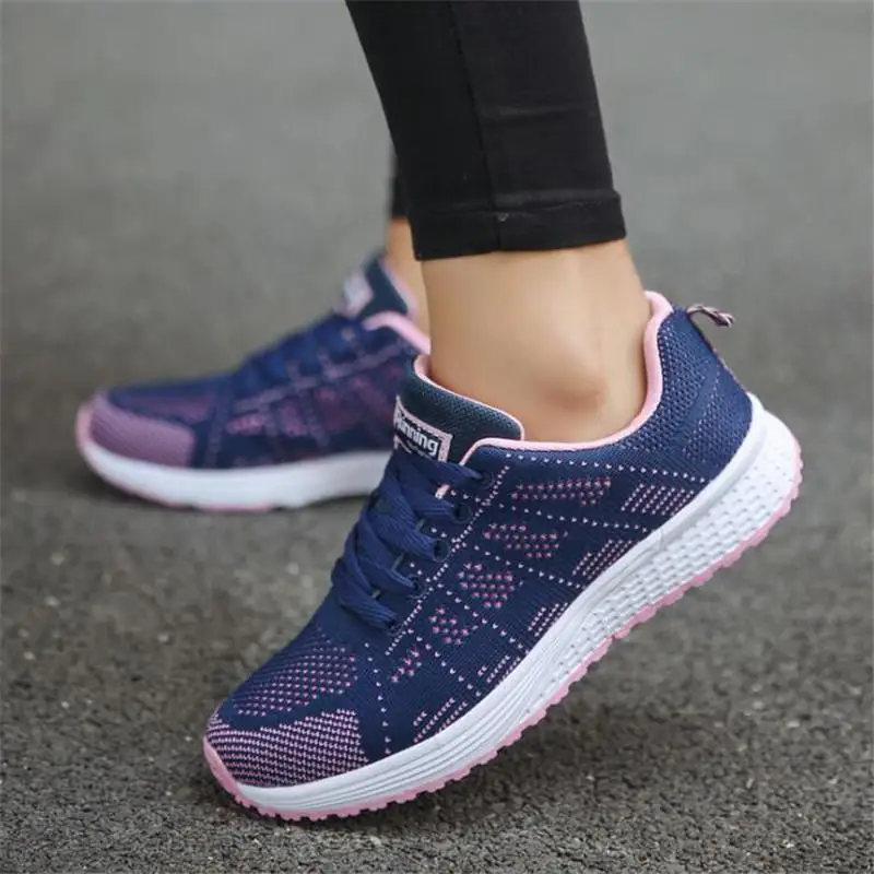 Female tennis sneakers women shoes new elegant breathable mesh casual shoes woman lace-up women running white shoes - Цвет: A08 blue