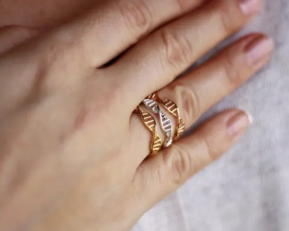 Sterling Silver DNA ring , Gold DNA Ring , Chemistry Ring , Science Ring , Molecule Ring , Dainty Ring , Minimalist Ring