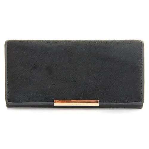

VSEN Wallet Women Wallet Genuine Leather Black Horse Fur