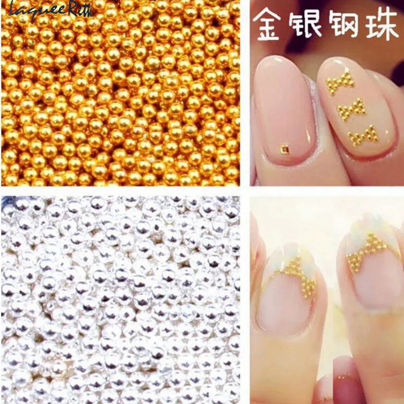Online 1 kg Mini Nagel Caviar Metall Glitter Perlen Gold Und Silber Nail art Dekoration 3D Rhinstone unha de kaviar Maniküre Nagel werkzeuge