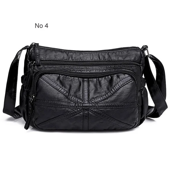 Annmouler Vintage Women Shoulder Bag Black Color Crossbody Messenger Bag Soft Pu Leather Small Bag for Ladies Brand Women Bag - Цвет: No 4
