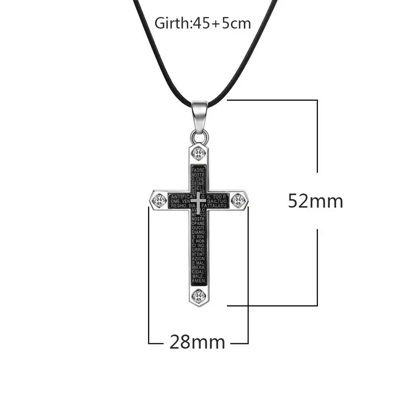 Jiayiqi трендовые мужские ювелирные изделия, ожерелья с крестом, черная подвеска, кожаная веревка из полиуретана, украшение, Классическая цепочка длиной 45 см